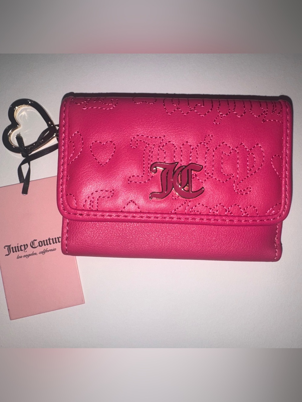NWT Juicy Couture Hot Pink Embossed Logo Wallet